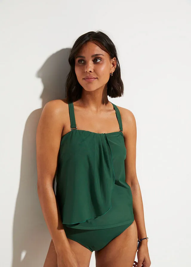 Tankini (2 piezas) de poliamida reciclada Verde oscuro